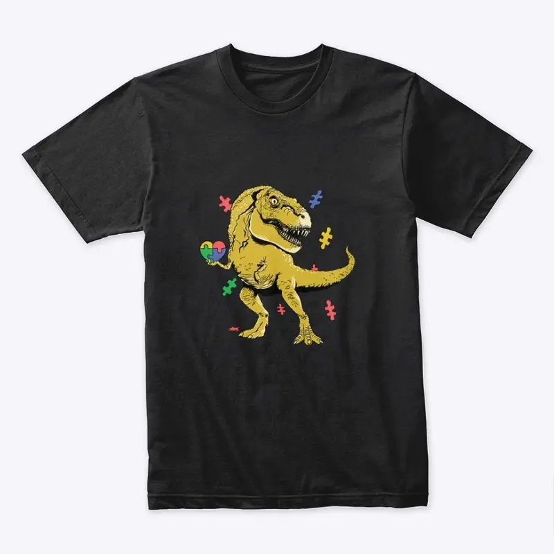 T-Rex Shirt - Puzzle Bunt mit Herz