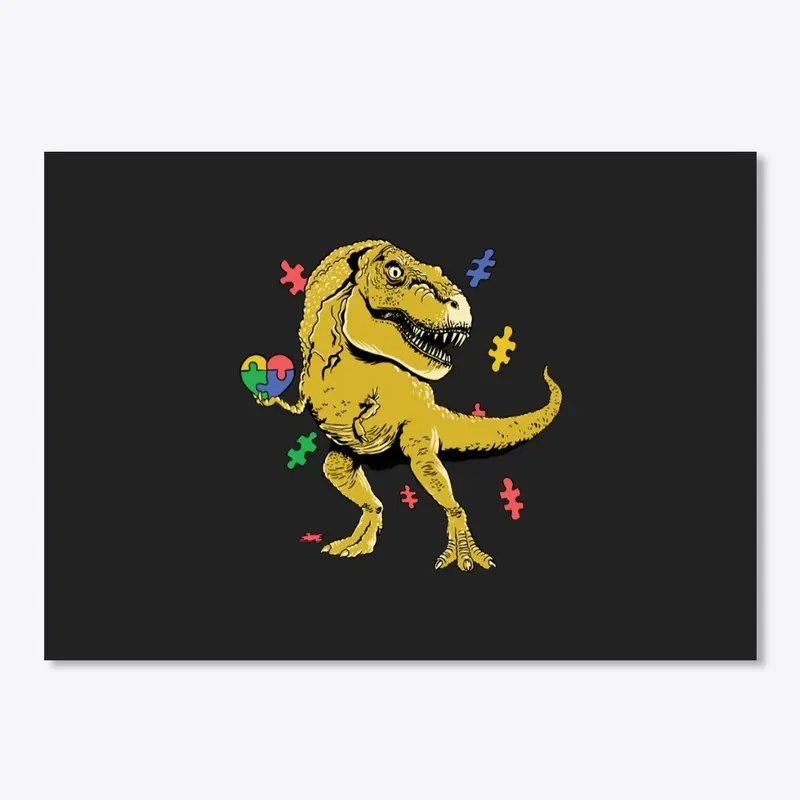 T-Rex Shirt - Puzzle Bunt mit Herz